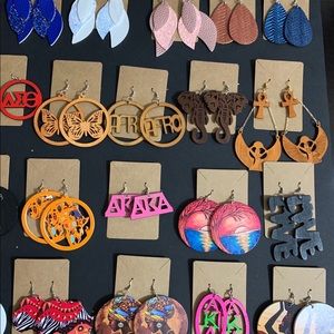Faux/Wooden earrings, all different colors